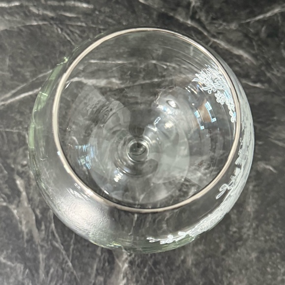 Floral Glass Goblet with Silver Rim - Picture 2 of 9